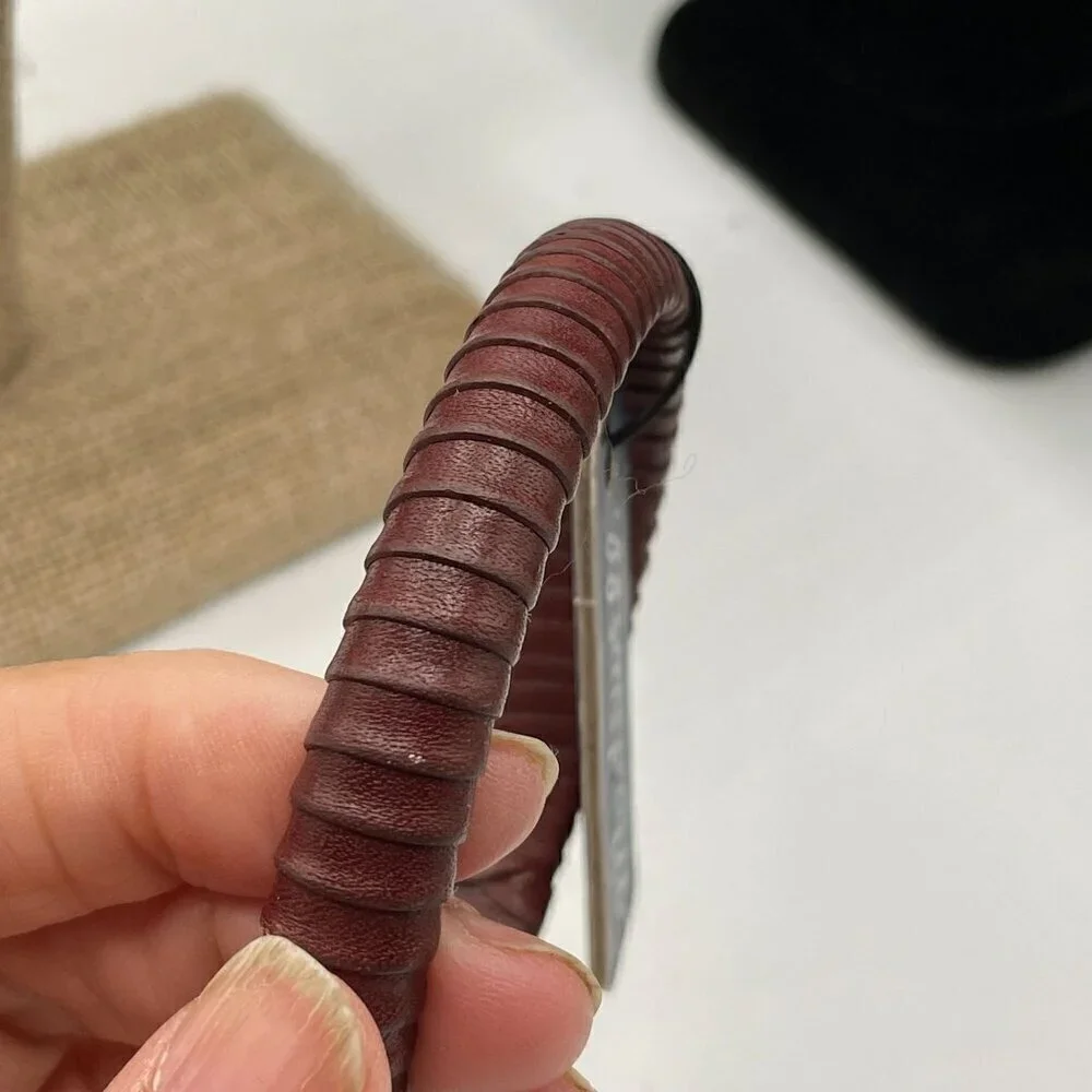 NWT Madewell Brown Genuine All-Leather Wrapped Bangle Bracelet